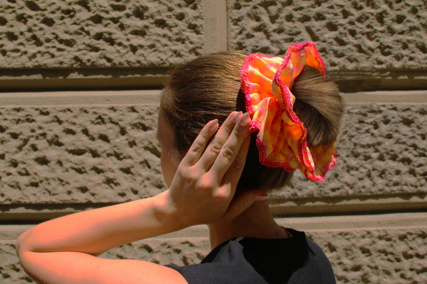 PEACH SCRUNCHIE -ORANGE&YELLOW