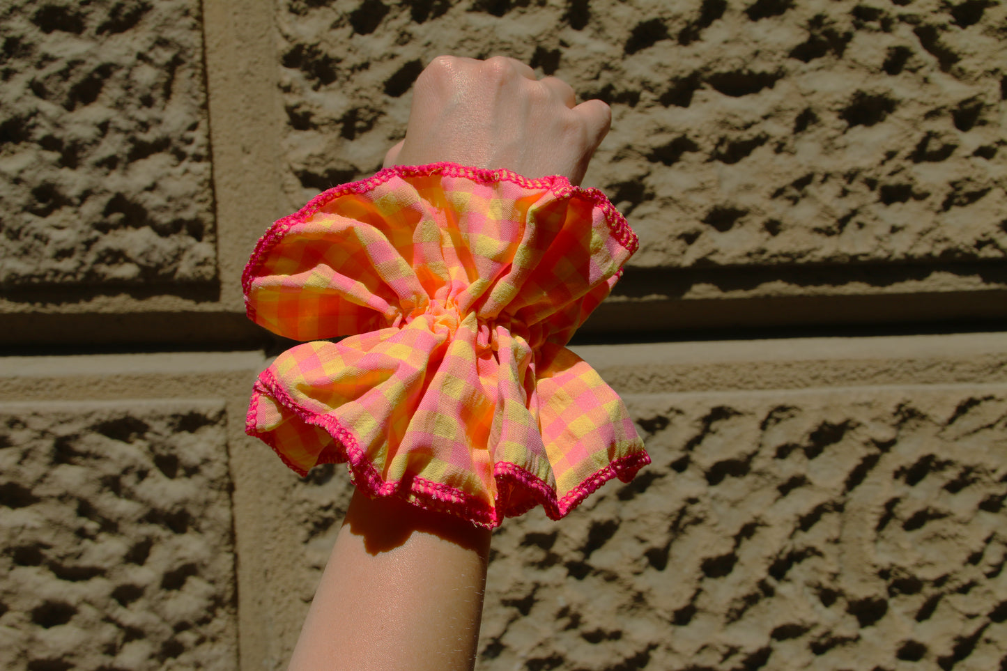 PEACH SCRUNCHIE -ORANGE&YELLOW