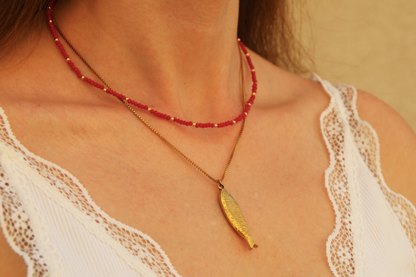 SARDINE PLEATED NECKLACE-GOLD