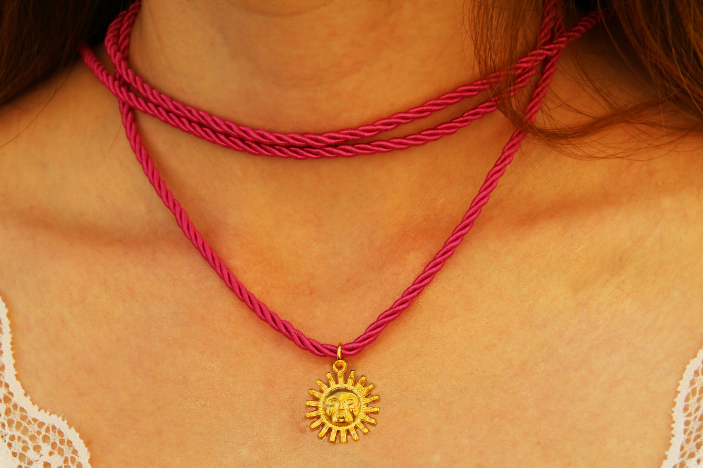 SOL CORD NECKLACE-PINK