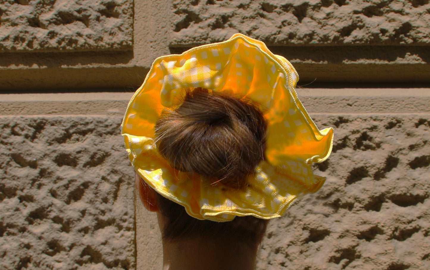 LEMON SCRUNCHIE -YELLOW&WHITE