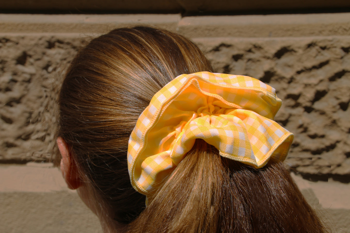 LEMON SCRUNCHIE -YELLOW&WHITE