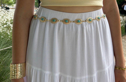 Belt Chain with Blue details-light Gold