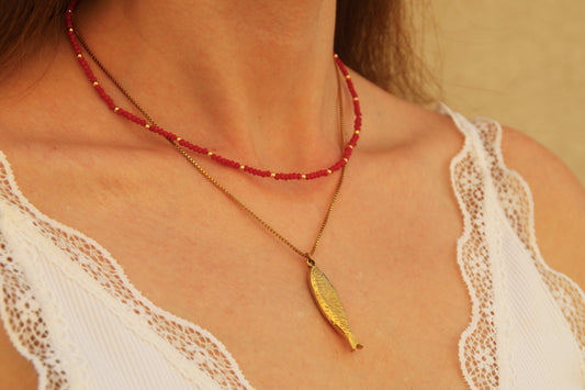 SARDINE PLEATED NECKLACE-GOLD