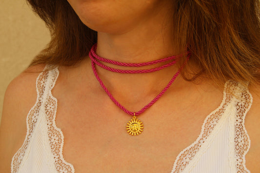 SOL CORD NECKLACE-PINK