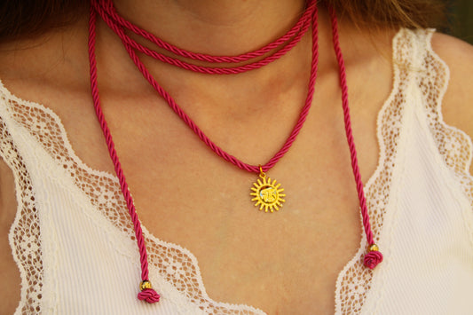 SOL CORD NECKLACE-PINK